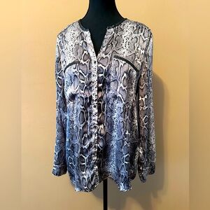 5/$25 will bundle Women’s Phython Pattern Blouse with Leather Trim